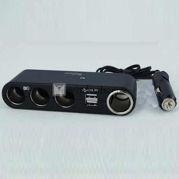 4ポート自動車シガーソケット／コンセントUSB付きシガーポート12V