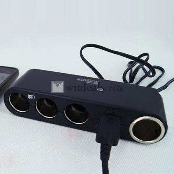 4ポート自動車シガーソケット／コンセントUSB付きシガーポート12V