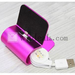 iPhone5 クレードル スタンド充電器　iPhone5 ミニ充電器スタンド　伸縮ケーブル　ローズレッド