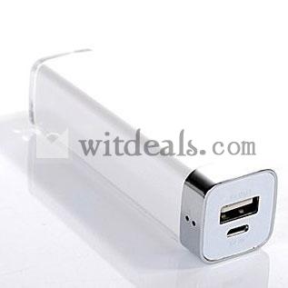 iPhone5用充電アダプタ　2200mAh モバイルバッテリ 口紅式　　小型　汎用　純白