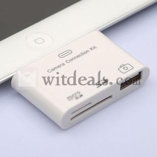 iPad mini/iPad4用Lightning to SD/MicroSD/MMC/MS/M2/USB カメラコネクションキット 5in1　カメラ対応カードリーダー（iPhone5対応不可）
