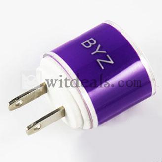 iPhone5用充電アダプタ　多用iPhone5対応USB充電器　iPad mini/4/3/2 iPhone4S/4対応　パープル