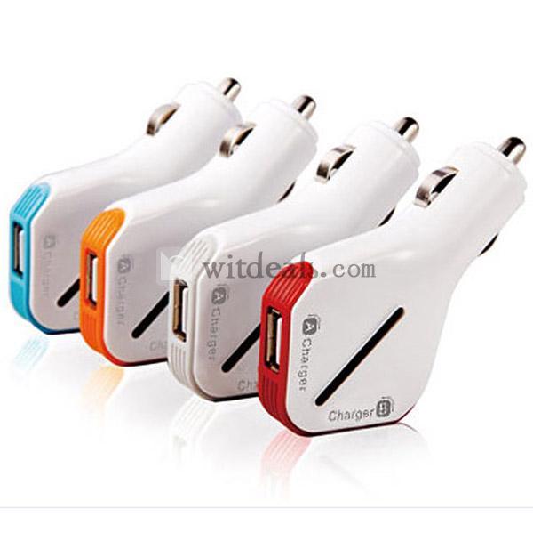 車用スマホ充電器　シガーソケットから充電　スマホ車載充電器　iPhone/iPad車用充電アダプタ　iPhone5対応　2.1A　ブルー