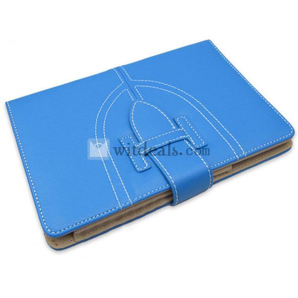 スタンドタイプ　iPad miniレザーケース／iPad miniカバー　選べる7色　ブルー