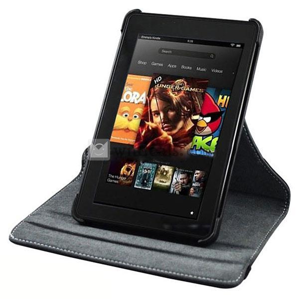 高品質PU皮　Amazon　Kindle Fire HD用　スリムカバー／ケース　ブラック