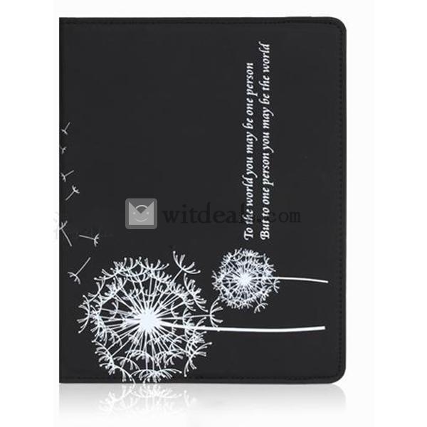 iPad4ソフトレザーケース／iPad4用カバー　　タンポポ模様　ブラック