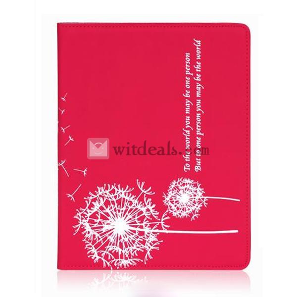 iPad4レザーケース／カバー　アップルタンポポ　超薄　赤