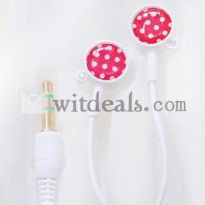 iPhone5イヤホン 3.5mmイヤホンジャックインナーイヤー型清々しい水玉ヘッドホン ノイズリダクション iPhone4/4S対応