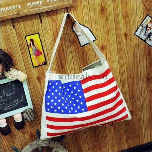 ショルダーバッグ　セミショルダーバッグ　肩がけバッグ　シンプルバッグ　ズック／帆布　アメリカ国旗・星条旗柄