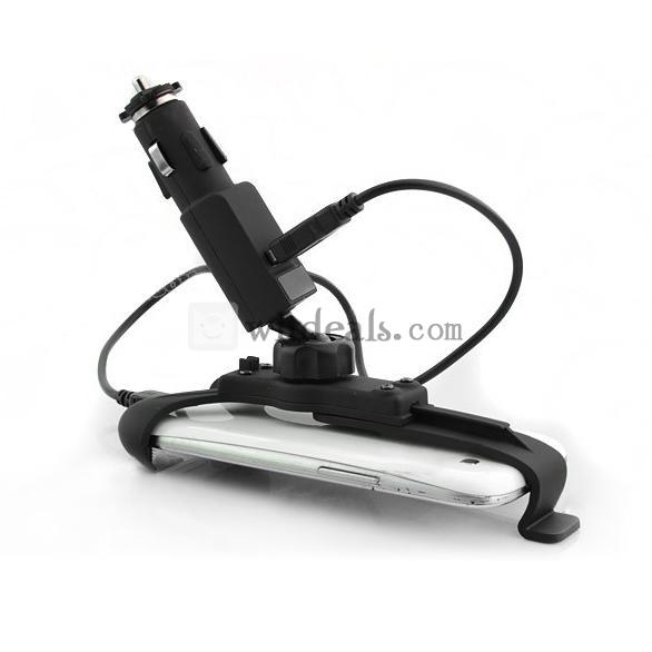 スマートフォン対応カーチャージャー 車載スマホン用スタンド シガーライト 360度回転可能