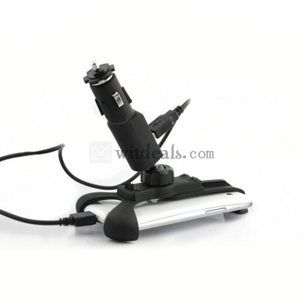 スマートフォン対応カーチャージャー 車載スマホン用スタンド シガーライト 360度回転可能