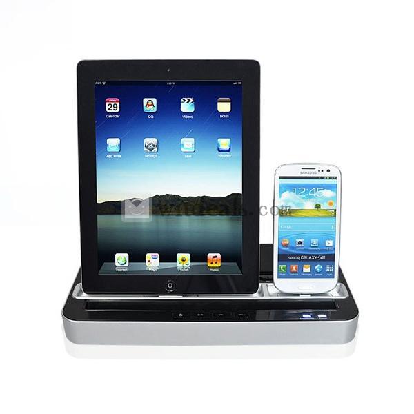 iPhone5対応スタンド充電器 iPod touch5 iPad miniなど対応可能他用充電器 オーディオコンポ機能搭載