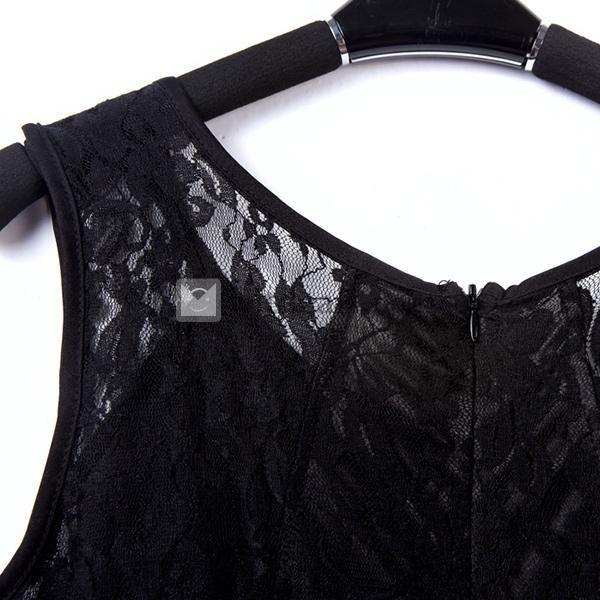 タイトワンピース フレアワンピース着痩せ レディース 大人ワンピ パーティードレス　刺繍ワンピース レースワンピ フォーマルドレス ノースリーブ ブラック