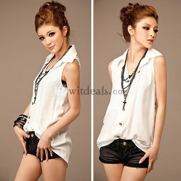 レディース ブラウス ノースリーブ シャツ チュニック ブラウスシャツ セクシー系　ベルト付き