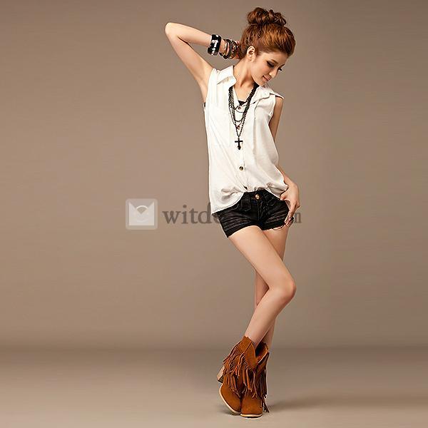 レディース ブラウス ノースリーブ シャツ チュニック ブラウスシャツ セクシー系　ベルト付き