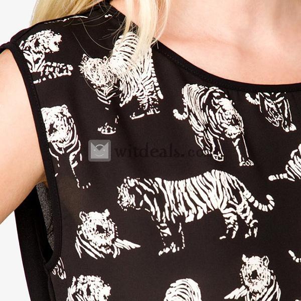 レディース柄物Tシャツ シフォントップス シフォンシャツ ブラウス シフォン 女性 シャツ シースルー ノースリーブ シャツ