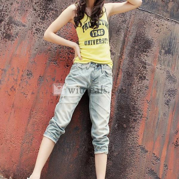 ボトム ジーパン ワイドパンツ デニンス スキニー シンプル フル丈デニム デニム 女性 無地　7分丈