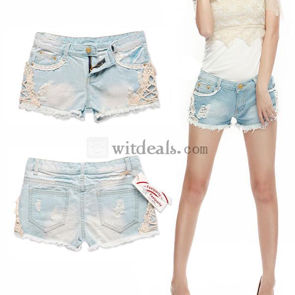 ショートパンツ デニム レース デニムパンツ デニム 女性 ジーンズ ファッション 短パン