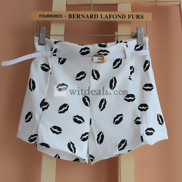 パンツ レディース バンダナ ショートパンツ ファッション 短パン 女 ホットパンツ　ストレッチ 細ベルト付き