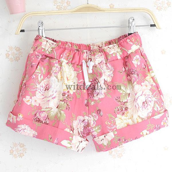 花柄ショートパンツ　ショート丈 夏物 短パン 柄パンツ ホットパンツ バンダナ　レディース　かわいい　ポケット