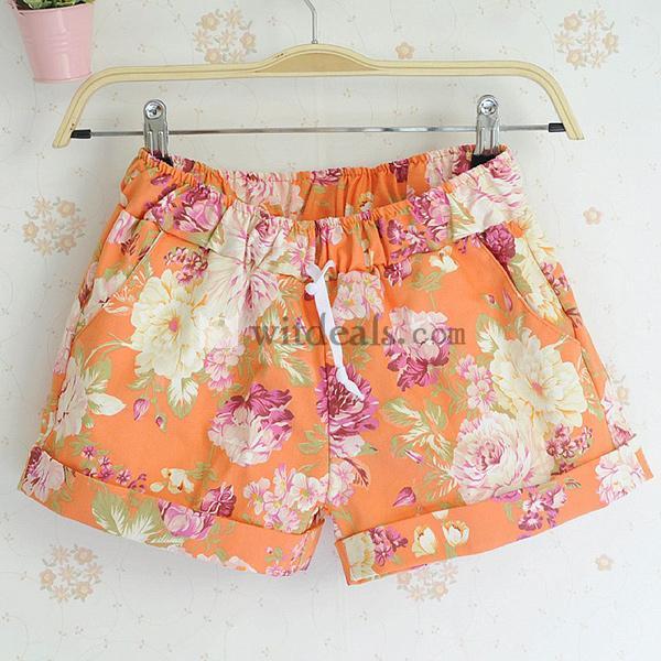 花柄ショートパンツ　ショート丈 夏物 短パン 柄パンツ ホットパンツ バンダナ　レディース　かわいい　ポケット