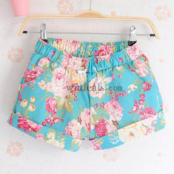 花柄ショートパンツ　ショート丈 夏物 短パン 柄パンツ ホットパンツ バンダナ　レディース　かわいい　ポケット