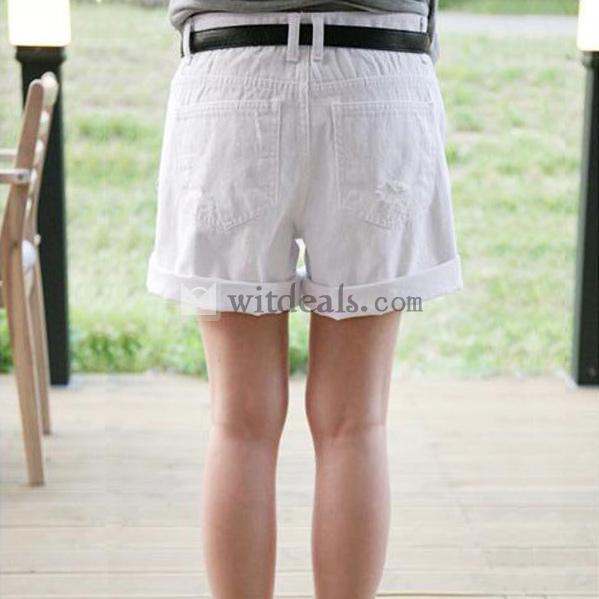 レディース　デニム　ショートパンツ ダメージ 短パン ハーフパンツ　着痩せ 五分丈