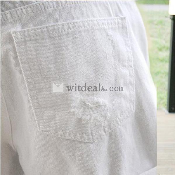 レディース　デニム　ショートパンツ ダメージ 短パン ハーフパンツ　着痩せ 五分丈