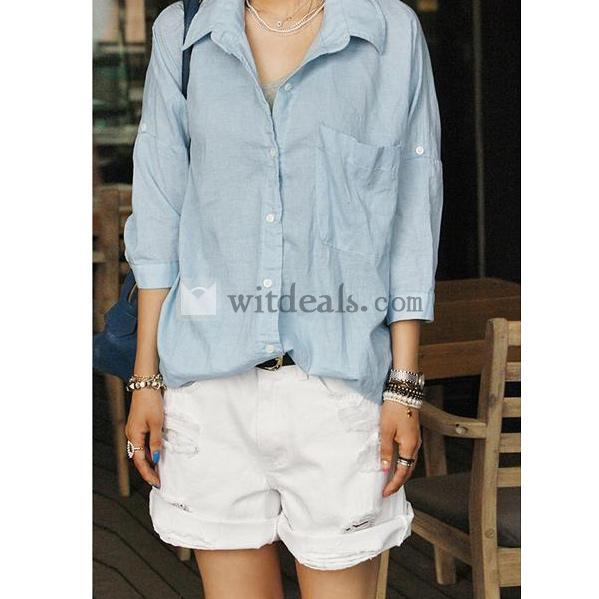 レディース　デニム　ショートパンツ ダメージ 短パン ハーフパンツ　着痩せ 五分丈