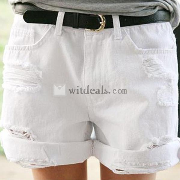 レディース　デニム　ショートパンツ ダメージ 短パン ハーフパンツ　着痩せ 五分丈