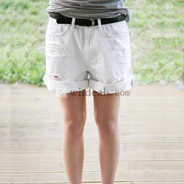 レディース　デニム　ショートパンツ ダメージ 短パン ハーフパンツ　着痩せ 五分丈