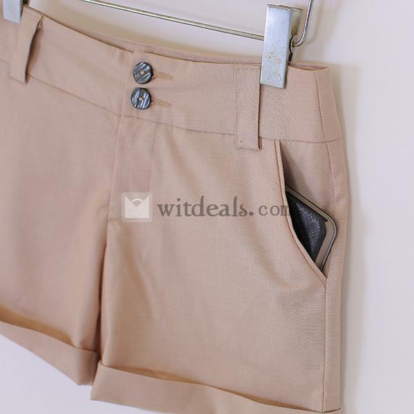 シンプルショートパンツ　レディース　通勤　ポケット　ハーフパンツ　
