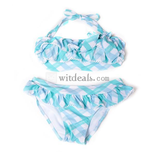 チェック柄ビキニ ワイヤー 水着 ２点セット セクシー水着 スイムウェア ホルター水着 ショッピング リボン　