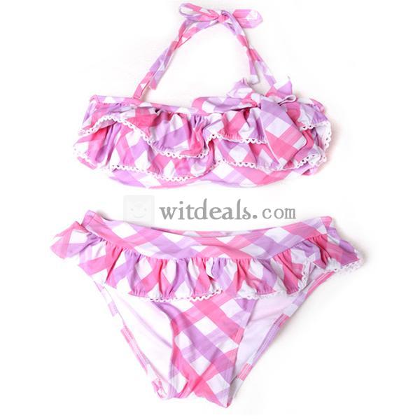 チェック柄ビキニ ワイヤー 水着 ２点セット セクシー水着 スイムウェア ホルター水着 ショッピング リボン　