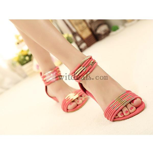 レディース シューズ ぺたんこ　美脚靴　シンプルサンダル　バックファスナー付き　クロスベルト