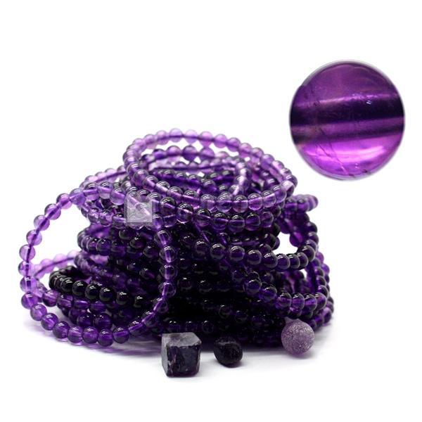レディース アメジストブレスレット 水晶パワーブレス 紫水晶 ビーズ
