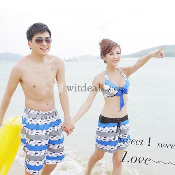 お揃い ペア水着 カップルビーチウェア レディースビキニ メンズ ビーチパンツ 海外旅行/新婚旅行/夏休み/海水浴/プール/温泉