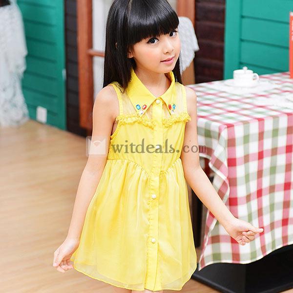 子供服 女の子 ワンピース シフォンワンピ ノースリーブワンピース シンプル ジュニア キッズ