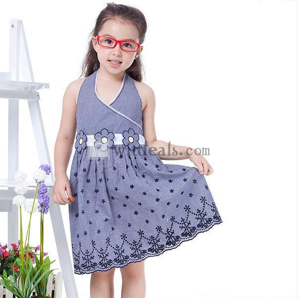 ワンピース 子供服 チェック ワンピース 女の子 花 夏 キッズ服 お姫様 ドレス