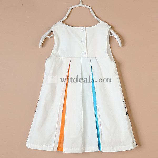 女の子 プリーツワンピース キッズドレス 子供服 ワンピース 刺繍 ホワイト
