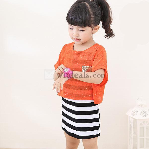 子供服 ワンピース 半袖ワンピース 韓国子供服 夏ワンピ ストライプ 女の子 親子お揃い
