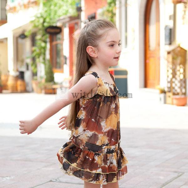 ノースリーブワンピース シフォンワンピース 女の子 子供服 プリーツワンピース 結婚式 子供服 女の子 女児 キッズ 花色