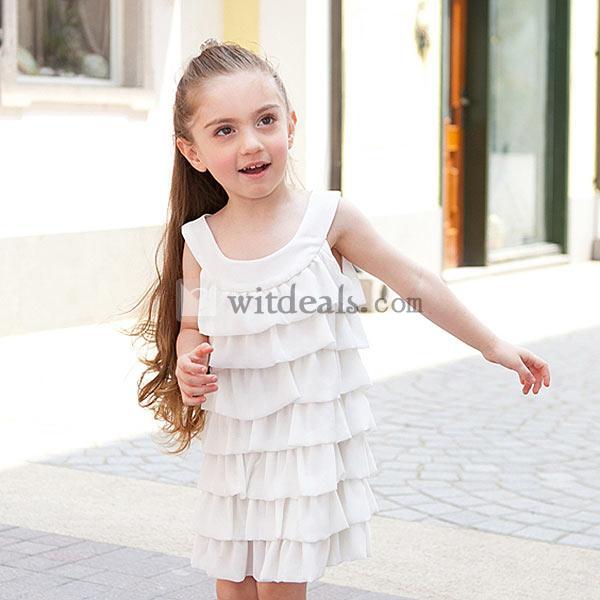 白ワンピース 子供服 女の子 フリアワンピース シフォンワンピ キッズドレス お嬢様 フォーマル