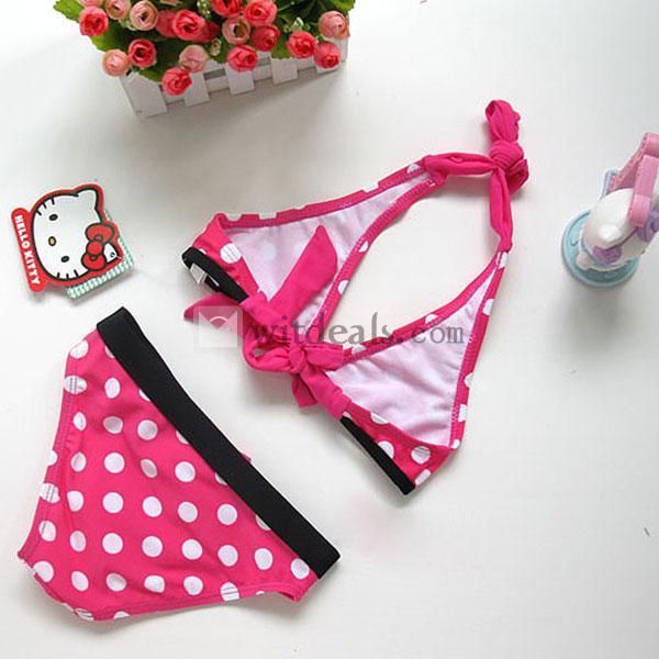 女の子 キッズ 水玉水着 子供 ビキニ キッズ水着 かわいい　ハローキティ hello kitty リボン付き　