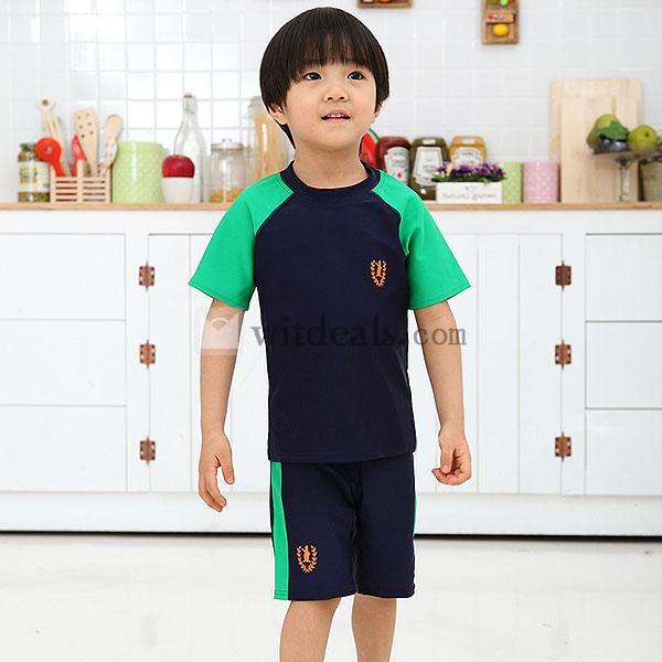 水着セット 子供 水着 男の子 水泳パンツ スイムキャップ 半袖シャツ 海水浴 キャップ付き