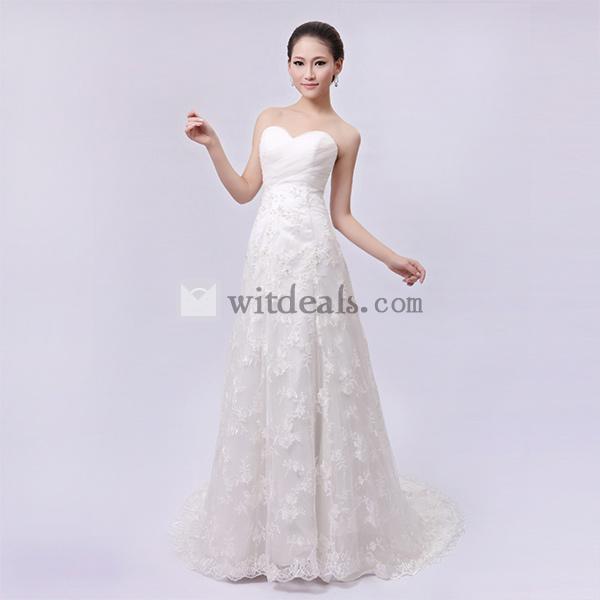 花嫁ウエディングドレス 結婚式ドレス ステージ衣装 ウェディング 二次会 ドレス ベアトップ 着痩せ エンパイアライン ミドルウェスト オフホワイト