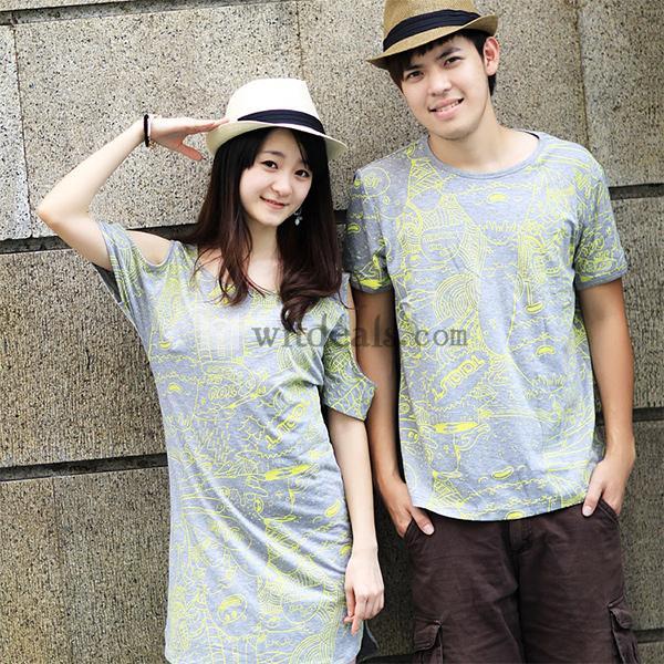 ペアルック カップル ウエア レディース マンズ ワンピース Ｔシャツ おそろい 服 オシャレ