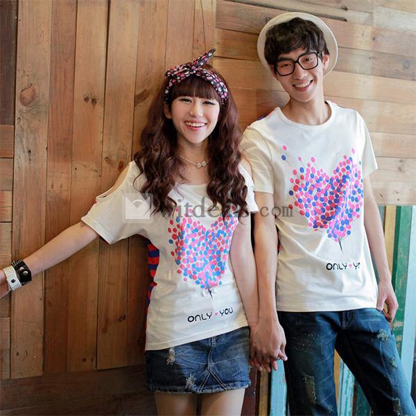 お揃いペア ペアルック ペアＴシャツ カップル上着 ロマンティック おそろい 服 半袖