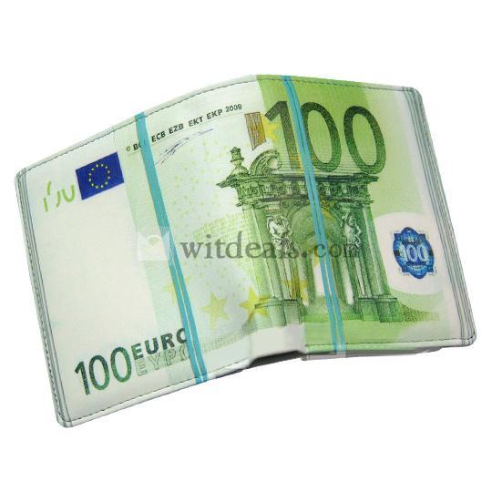 ロングウォレット 二つ折長財布 札入れ 小銭入れ 革財布 メンズ レディース ドル柄/ユーロ柄/香港ドル柄