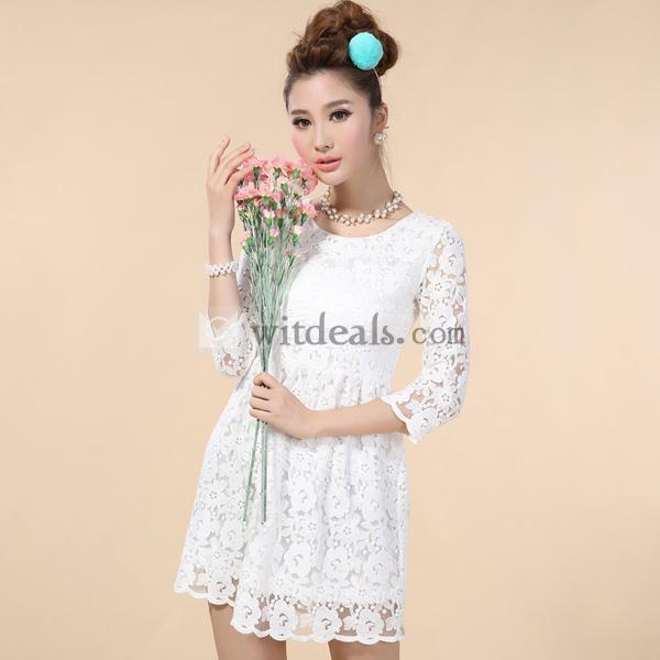 総レースワンピース ワンピースドレス 可愛いワンピース 秋ワンピ 秋ワンピース 秋冬服 七分袖 洋服